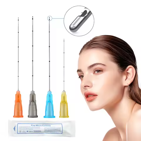 50PCS Micro Cannula 25G 50mm 14g 100mm Micro Tip Blunt Cannula for Filler 18g 21g 22g 23g 27g