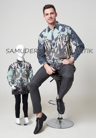 Kemeja Batik Pria Ayah dan Anak Warna Hijau Mint Batik Pria Warna Hijau Mint Batik Hijau Mint Kemeja