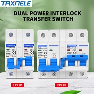 TAXNELE 1P+1P 2P+2P MTS AC Manual Transfer Switch Circuit Breaker Changeover Switch MCB 40A 63A