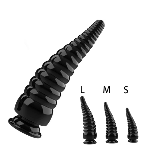 Orissi transparent crystal threaded posterior anal plug with rear ball and chrysanthemum-shaped anal