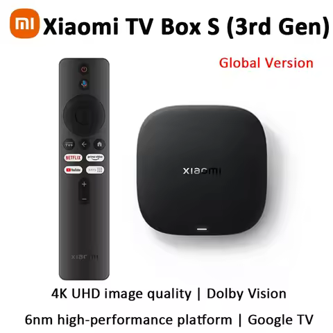 Global Version Xiaomi TV Box S 3rd Gen 4K Ultra HD Bluetooth 5.2 Wifi6 Android TV Google TV Google A