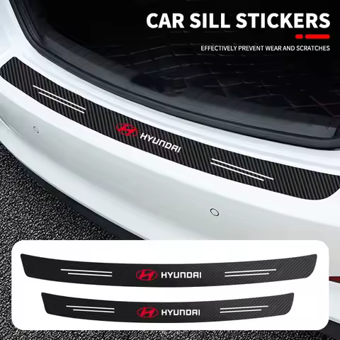 1pcs Car Trunk Sticker Rear Bumper Protector Carbon Fiber Texture Decor Auto Accessories For Hyundai