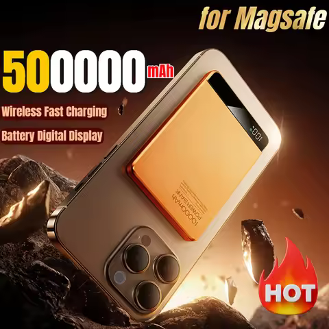 500000mAh Thin Power Bank Magnetic Wireless Fast Charging Large Capacity Digital Display External Ba