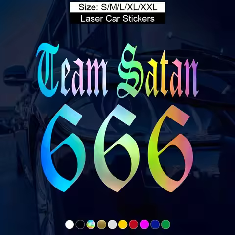 Reflective Car Stickers TEAM SATAN 666 ALL WEATHER Car-styling Car Sticker Car Styling Removable Vin