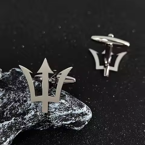 New creative Trident men's cufflinks, a pair of stainless steel shirt buttons, never fade