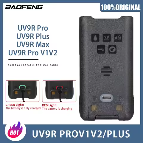 Baofeng Walkie Talkie UV-9R Pro V1 Battery Support Type-C Charge Battery for Baofeng UV-9R Plus Pro 