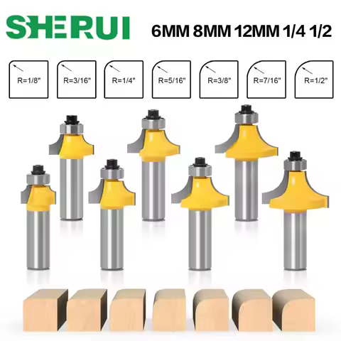 6/6.35/8/12/12.7mm Shank Corner Rounding Over Router Bit With Bearing Wood Milling Cutter Tungsten C