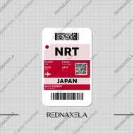 Stiker Vinyl Boarding Pass NRT Narita Japan Stiker Koper Outdoor Waterproof Sticker