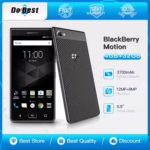 Original BlackBerry Motion 4G LTE Mobile Phone Unlocked 5.5'' Android OS SmartPhone 12MP Camera 4GB 