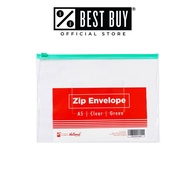 Zip Envelope Cy54-14c A5 Green Zip Transparent Body Flat