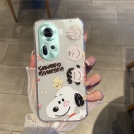 For OPPO Reno11 Reno10 Pro+ Pro Reno 11 10 11Pro A79 A78 A58 A38 A18 5G 4G Lovely Cute Cartoon Snoopy Happy Dog Phone Case TPU Softcase Smartphone Casing for Girls Clear Back Cover