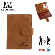 LouisWill กระเป๋าเงินใบเล็กบัตรมัลติฟังก์ชั่นแพคเกจบางพิเศษ PU ที่ใส่เอกสารที่ใส่บัตรกระเป๋าเงิน RFID กระเป๋าหนังสือเดินทางซองใส่หนังสือเดินทางเคสผ้าคลุมเวลาเดินทาง