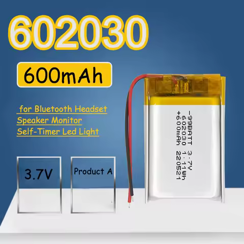 New 3.7V 602030 Polymer Lithium Battery 600mAh Rechargeable Battery for Bluetooth Headset Speaker Mo