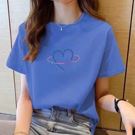 Tshirt Women New Fashion T-shirt Cartoon Printing Top Round Neck Ladies Tops Ready Stock Size M-4XL