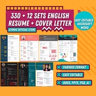 PROMO 330+12 Sets Premium Resume Template Bundle with CV and Cover Letter [Format Microsoft Word/ Po