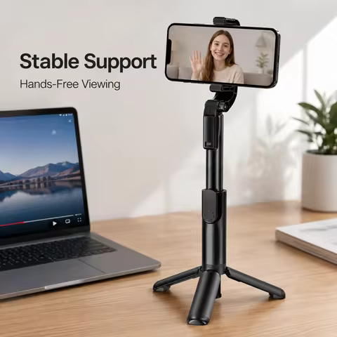Black Selfie Stick Tripod with Bluetooth Remote, Extendable Phone Tripod Stand, Portable Wireless Se