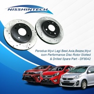 Perodua Myvi Lagi Best,Axia,Bezza,Myvi icon Performance Disc Rotor Slotted &amp; Drilled Spare Part - DF8042