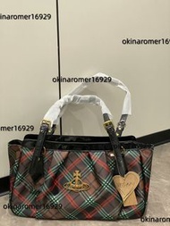 Vivienne Westwood西太後格紋托特包黑紅綠配色土星保齡球