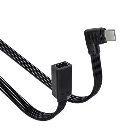 1PC Right Angle USB-C Micro usb Charging Cable, Duttek USB 3.1 Type C Plug to Mini USB (Mini B) Fema