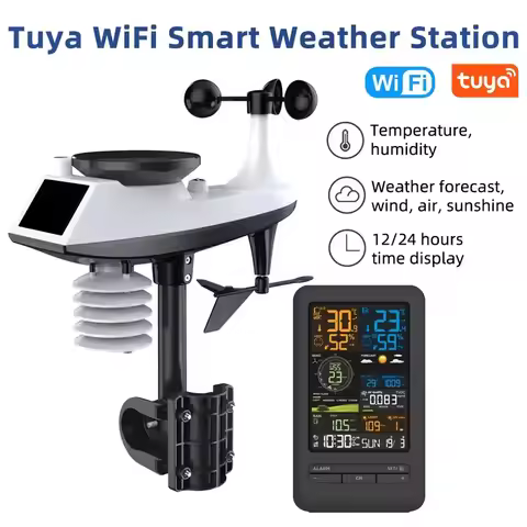 Professional Wireless Weather Station 7-in-1 with Wind Speed and Direction Meter Rain Gauge, WiFi AP