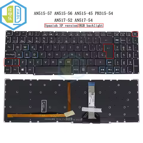 Latin Spanish Russian RGB Backlit Keyboard Backlight For Acer Nitro 5 AN515-56 AN515-57 AN515-45 AN5