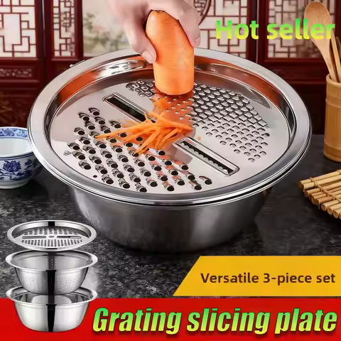 Multifunctional 3PCS/1Set Vegetable Slicer, Stainless Steel Slicer, Potato Slicer, Vegetable Washing