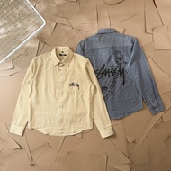 UXO0 STU West Coast Skateboard Letter Series Printed American Retro Plaid Long-Sleeved Shirt Graffit