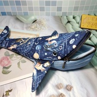 海洋生物袋物系列-美國限量棉布-手作海洋風狐狸觀星家鯨魚筆袋