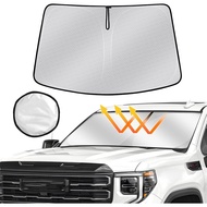 Windshield Sun Shade for 2019-2024 2025 GMC Sierra 1500 2500 3500, Upgraded Heat Insulation Front Wi