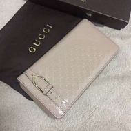 Gucci全新正品限量漆亮皮革粉色nice長夾