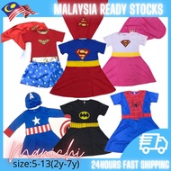 Kids Girl superhero Costume Wonderwomen,Batgirl,Supergirl,Captain America,SpiderGirl