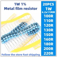 20pcs 1w metal film resistor 1% 100R 110R 120R 130R 150R 160 180R 200R 220R ohm