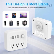 YYS Space Saving US Outlet Multipliers with 3 Slots Additional USB Port for Travel
