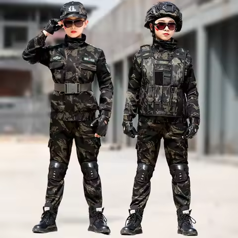 Tactical Military Uniform for Children's Day Camouflag Disguise Adult Halloween Costume for Kid Girl