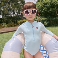 WAVE SHINE-Sea Friend Bear Children's Long-Sleeved One-Piece Swimsuit-Child [J5CB015]