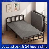 Foldable Bed with Frame Single Double Bed/Bed Frame with Topper with Thick Cushion Office Camp Bed Children's Bed