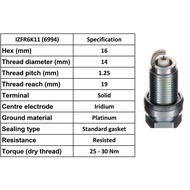 4 PCS Laser Iridium Spark Plug IZFR6K11 Fits For Accord Civic CRV Acura 6994 new