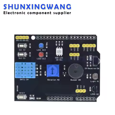 DHT11 LM35 Temperature Humidity Sensor Multifunction Expansion Board Adapter For Arduino UNO R3 RGB 
