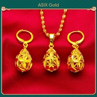 ASIXGOLD Ladies Gold 916 Water Drop Necklace Earrings 2 in 1 Jewelry Set 24K Gold Bangkok Gold Jewelry Gifts Wanita Emas 916 Water Drop Kalung Anting-Anting 2 in 1 Set Perhiasan 24K Emas Bangkok Hadiah Perhiasan Emas