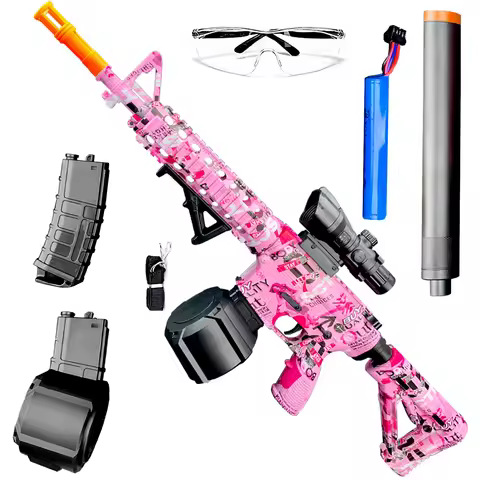 M416 pink gel ball blaster, manual and electric dual-mode shooting, suitable for holiday birthday gi