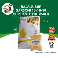Garsoni 16-16-16+5S+TE SOP Based (1KG/5KG)- Baja Subur Pokok Durian, Buah-buahan, Sayuran, Fertigasi