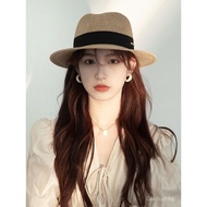 Seaside Hat Pure Hand-Knitted French Retro Straw Women Summer Sunscreen Vacation British Top Beach S