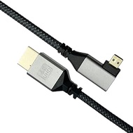 Angled 4K Micro HDMI to HDMI Cable;Seadream Left Angled Micro HDMI to Standard HDMI Cord Braided Support 4k 60Hz HDR 3D ARC 18Gbps HDMI 2.0 Cable,Aluminum Shell 50cm (Left Angled)