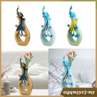 [Toolroom] Resin Peacock Dry Flower Vase Creative for Cabinet Dining Room Kitchen