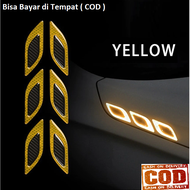 Stiker Carbon Dekorasi Exterior Reflektor Mobil Nyala Warning Sign 6pc - Kuning / Stiker Sticker Var