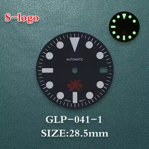 S Logo 28.5mm High Quality Retro SUB Dial For NH35/NH36 Movement For 3/3.8/4.2 o'clock Crown Green L
