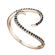 黑鑽石戒指 個性14K黃金戒指 極簡主義結婚戒指 優雅簡約黑鑽戒指