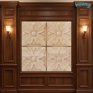 LONNG 4pcs Rubber Wood Carving, Rubber Wood 2.4x2.4 Inch Antique Wood Applique, Vintage Carved Ornam