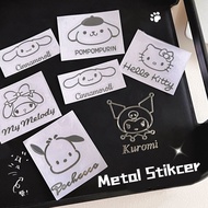 1PC Sanrio Cute Metal Stickers Waterproof Silver Line Sticker Desktop Phone Mirror Decorative Sticker MyMelody HelloKitty Kuromi Cinnamoroll