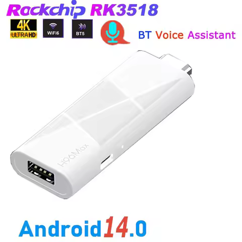 RK3518 Android 14.0 TV Stick Voice Assistant Remote Control 4K Video Wifi6 BT5.4 Game Media Player S
